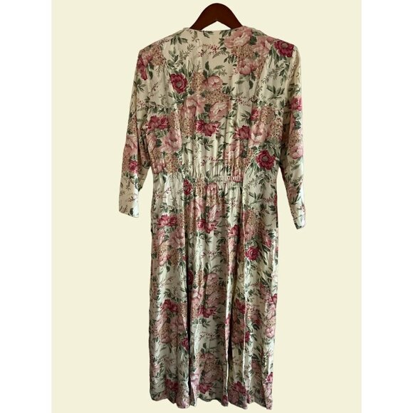 Vintage Atina by Karon Crosby Floral Dress Womens 12 Maxi Fit Flare Cottage Core - Picture 5 of 12